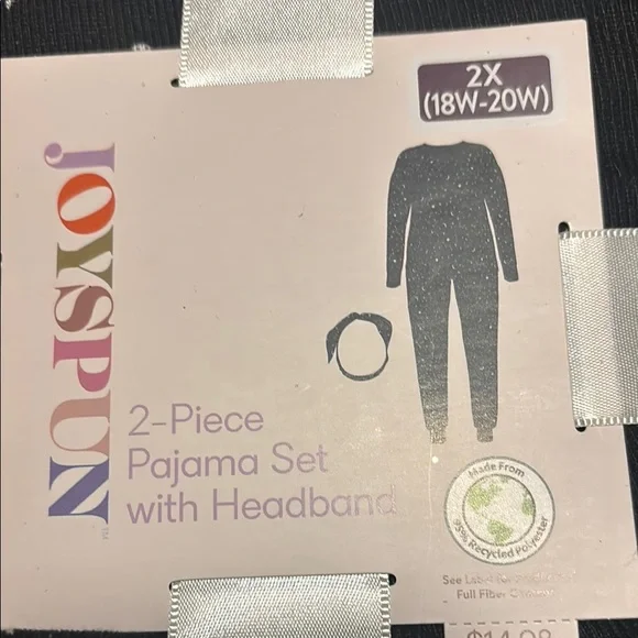 Joyspun Black Starry Pajama Set with Headband - Picture 2 of 4